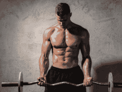 A Thin Person's Guide to Instantly Building Massive Muscles. Man curling barbell