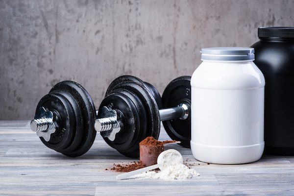 Classic,Black,Dumbbells,With,Two,Protein,Jars