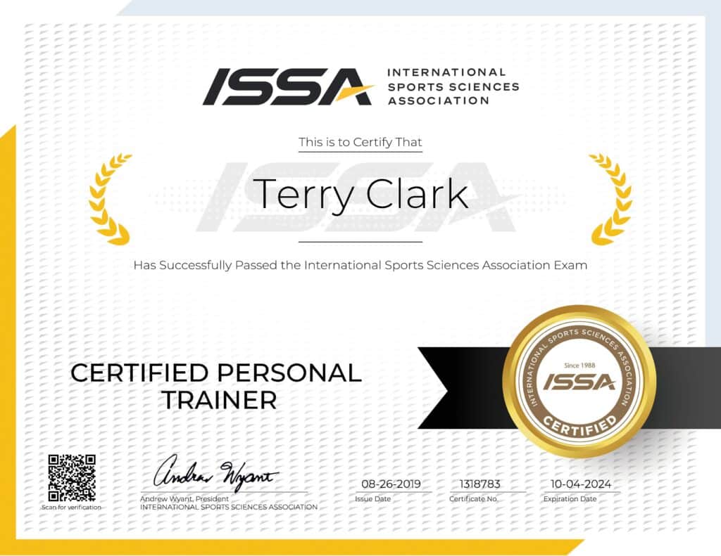 Terry Clark certified personal trainer ISSA, International Sports Sciences Association