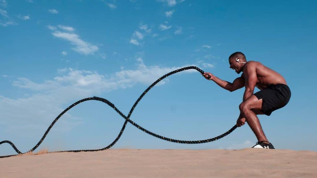 battle ropes, man, nature, outdoors, exercise, movement