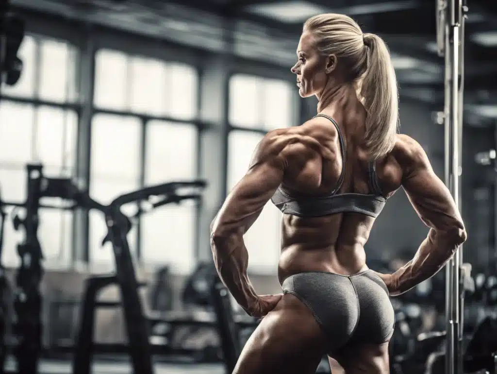 woman, bodybuilder, gym, back